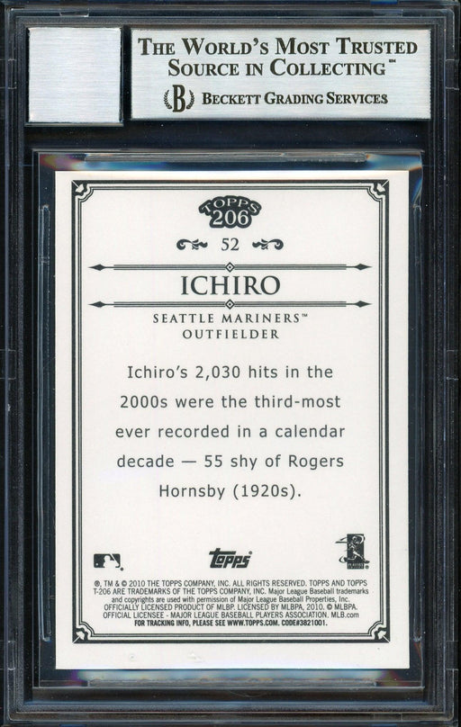 Ichiro Suzuki Autographed 2010 Topps 206 Bronze Card #52 Seattle Mariners Auto Grade 10 Beckett BAS #12669752 - RSA