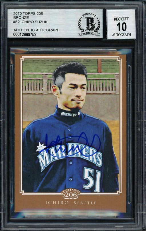 Ichiro Suzuki Autographed 2010 Topps 206 Bronze Card #52 Seattle Mariners Auto Grade 10 Beckett BAS #12669752 - RSA