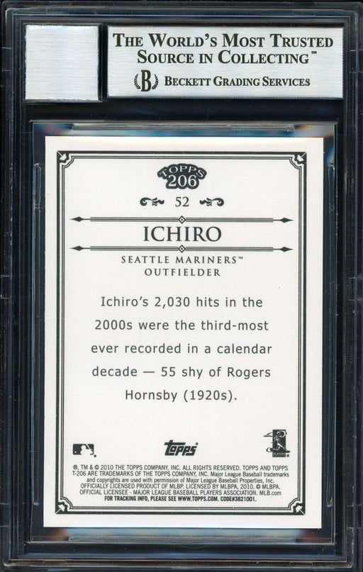 Ichiro Suzuki Autographed 2010 Topps 206 Bronze Card #52 Seattle Mariners Auto Grade 10 Beckett BAS #12669753 - RSA