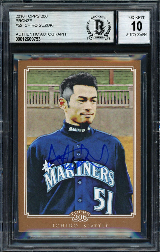 Ichiro Suzuki Autographed 2010 Topps 206 Bronze Card #52 Seattle Mariners Auto Grade 10 Beckett BAS #12669753 - RSA