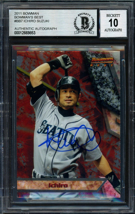 Ichiro Suzuki Autographed 2011 Bowman's Best Card #BB7 Seattle Mariners Auto Grade 10 Beckett BAS Stock #189894 - RSA