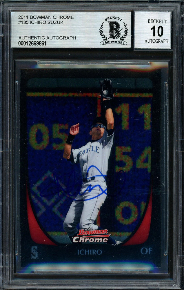 Ichiro Suzuki Autographed 2011 Bowman Chrome Card #135 Seattle Mariners Auto Grade 10 Beckett BAS #12669861 - RSA