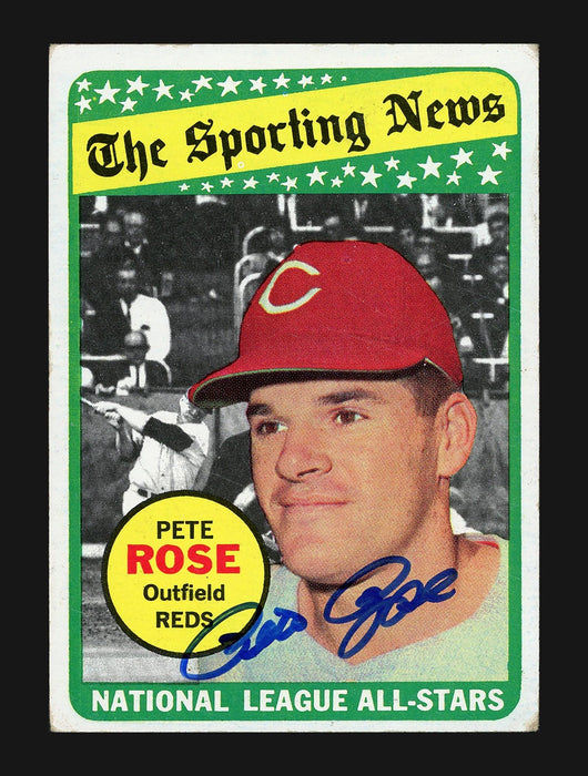 Pete Rose Autographed 1969 Topps All Stars Card #424 Cincinnati Reds SKU #202029 - RSA
