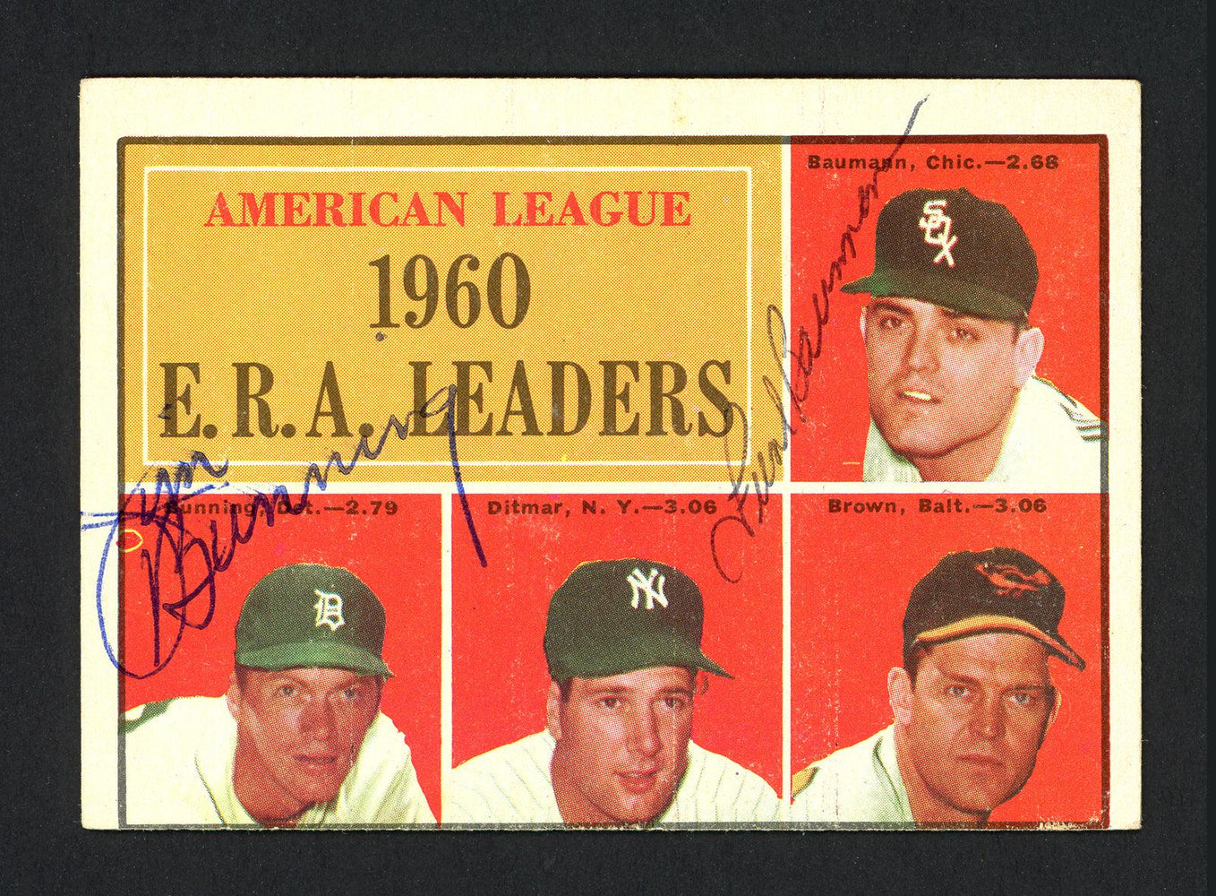 Jim Bunning & Frank Baumann Autographed 1961 Topps Card #46 SKU #161893 - RSA