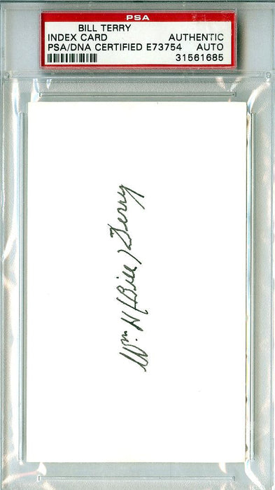 Bill Terry Autographed 3x5 Index Card New York Giants PSA/DNA #31561685 - RSA