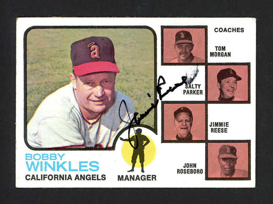Jimmie Reese Autographed 1973 Topps Card #421 California Angels Coach SKU #164118 - RSA