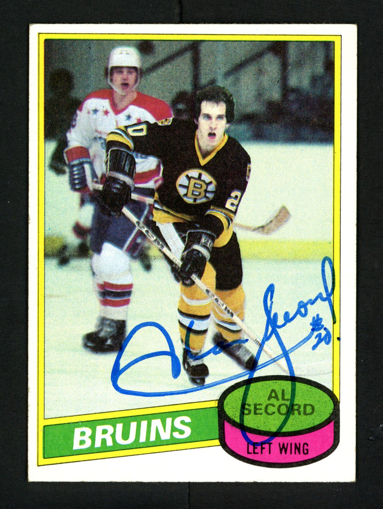 Al Secord Autographed 1980-81 Topps Rookie Card #129 Boston Bruins SKU #154265 - RSA
