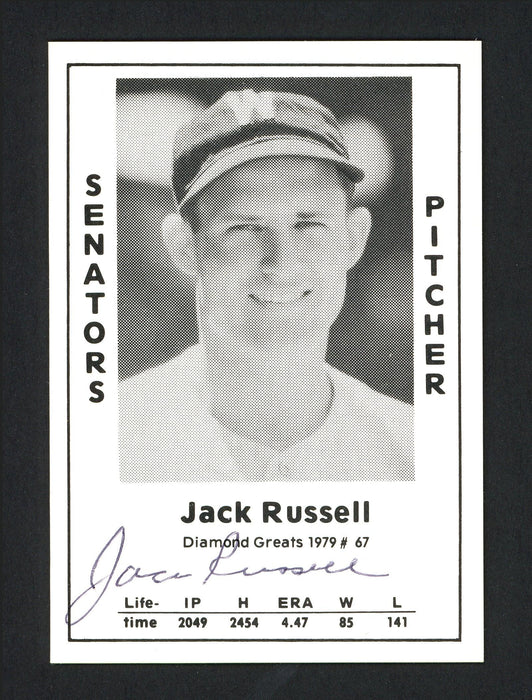 Jack Russell Autographed 1979 Diamond Greats Card #67 Washington Senators SKU #165682 - RSA