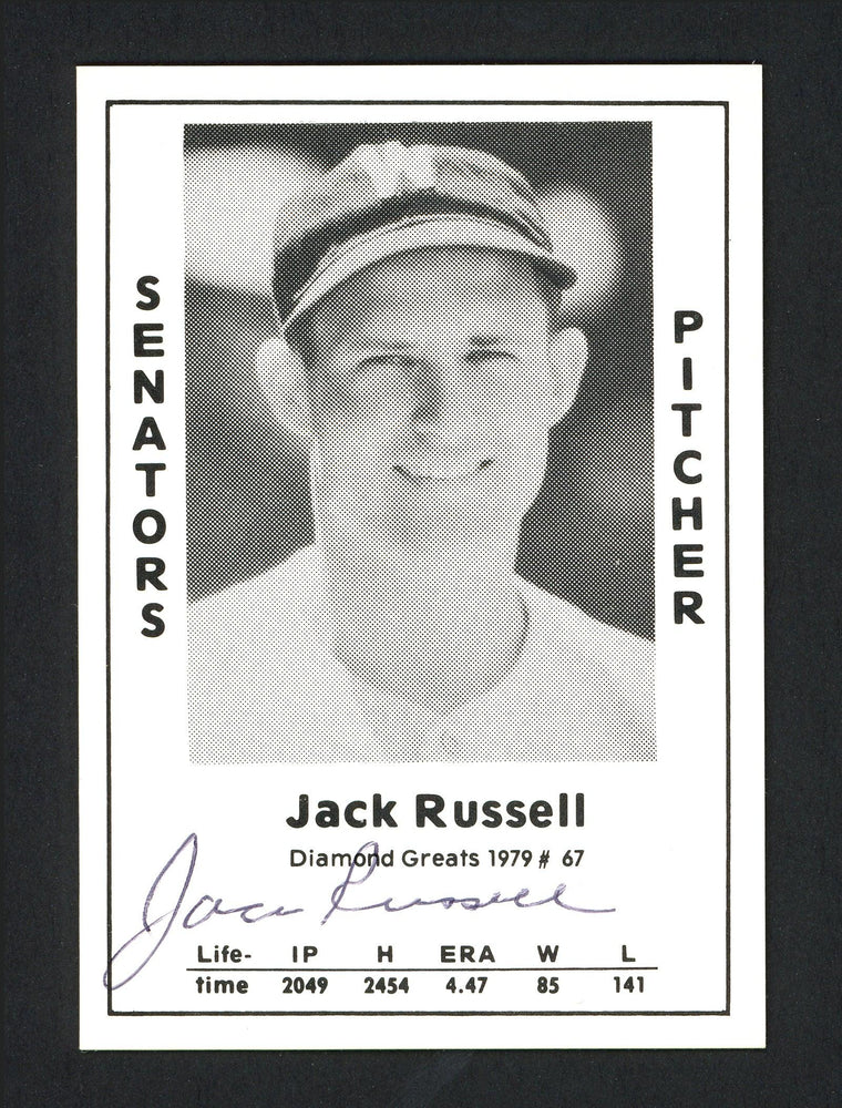 Jack Russell Autographed 1979 Diamond Greats Card #67 Washington Senators SKU #165682 - RSA