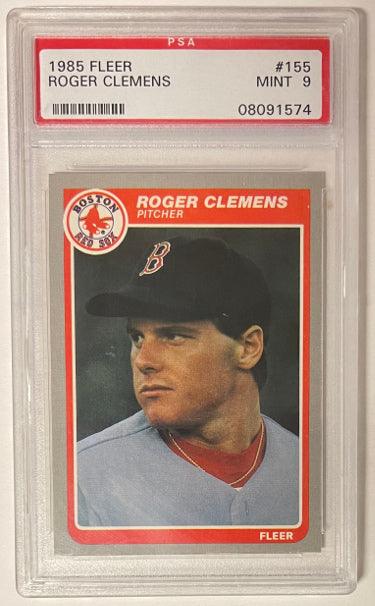 Roger Clemens 1985 Fleer Rookie Baseball Card (RC) #155- PSA Graded Mint 9 (Boston Red Sox) - RSA
