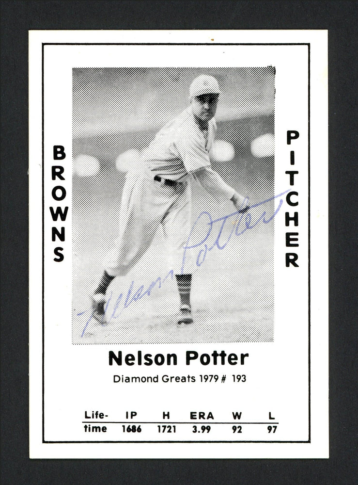 Nelson Potter Autographed 1979 Diamond Greats Card #193 St. Louis Browns SKU #165689 - RSA