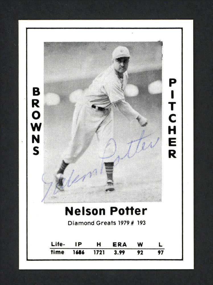 Nelson Potter Autographed 1979 Diamond Greats Card #193 St. Louis Browns SKU #165690 - RSA