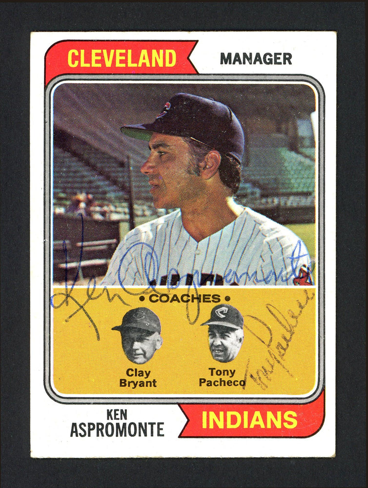 Ken Aspromonte & Tony Pacheco Autographed 1974 Topps Card #521 Cleveland Indians SKU #164142 - RSA