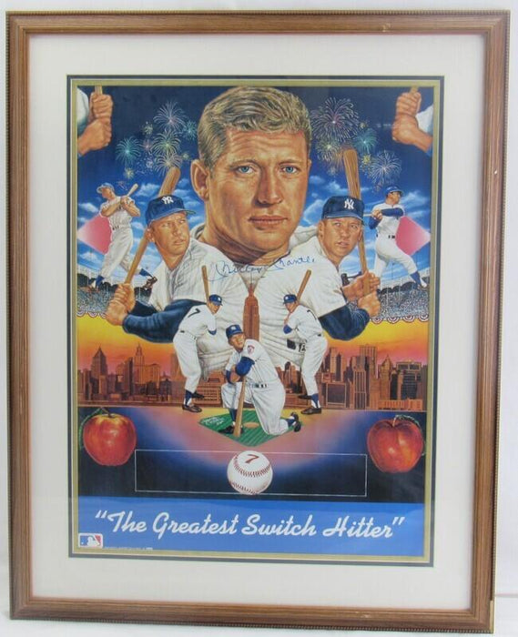 Mickey Mantle Signed Framed 18x24 Poster JSA XX38966 - RSA