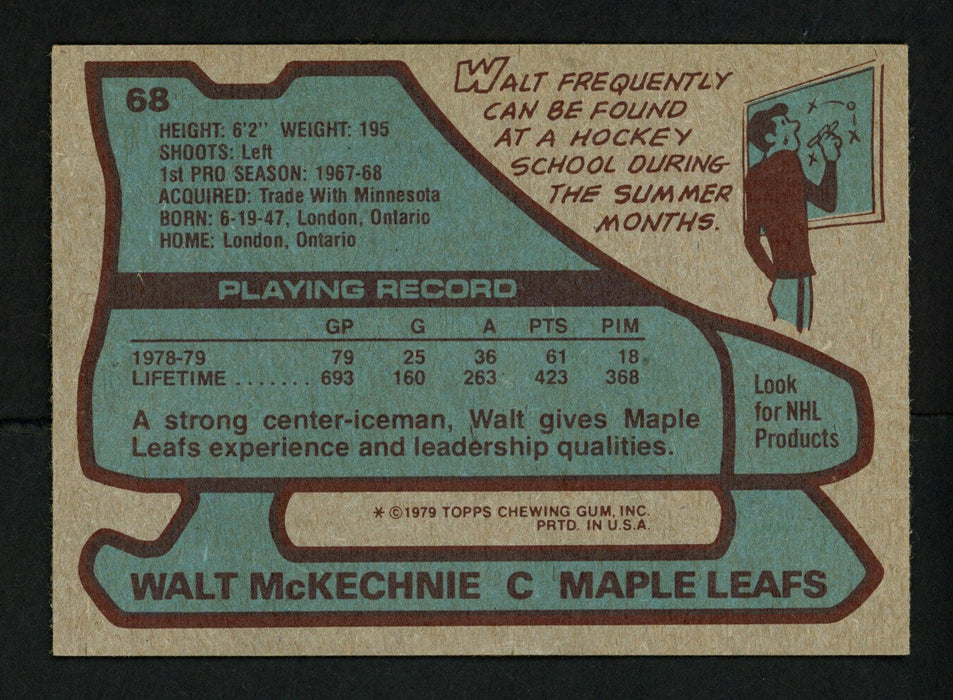 Walt McKechnie Autographed 1979-80 Topps Card #68 Toronto Maple Leafs SKU #154301 - RSA