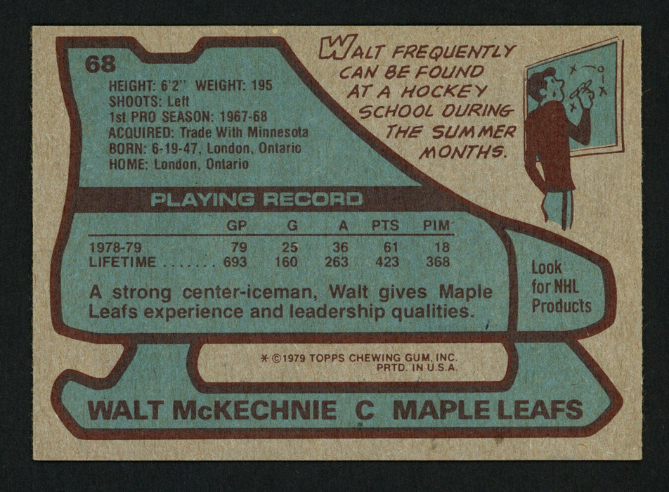 Walt McKechnie Autographed 1979-80 Topps Card #68 Toronto Maple Leafs SKU #154302 - RSA