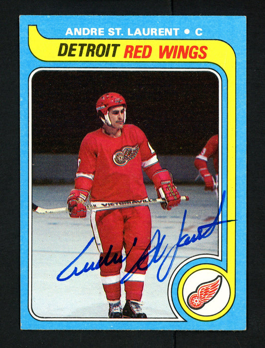 Andre St. Laurent Autographed 1979-80 Topps Card #73 Detroit Red Wings SKU #154304 - RSA