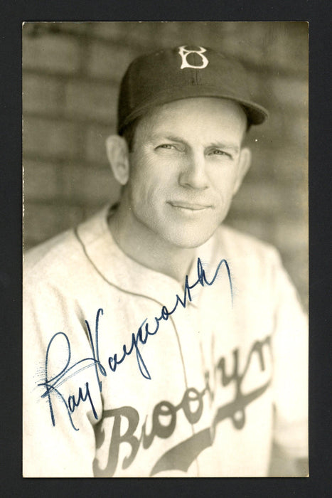 Ray Hayworth Autographed 3.5x5.5 Jim Rowe Postcard Brooklyn Dodgers (Smear) SKU #164887 - RSA