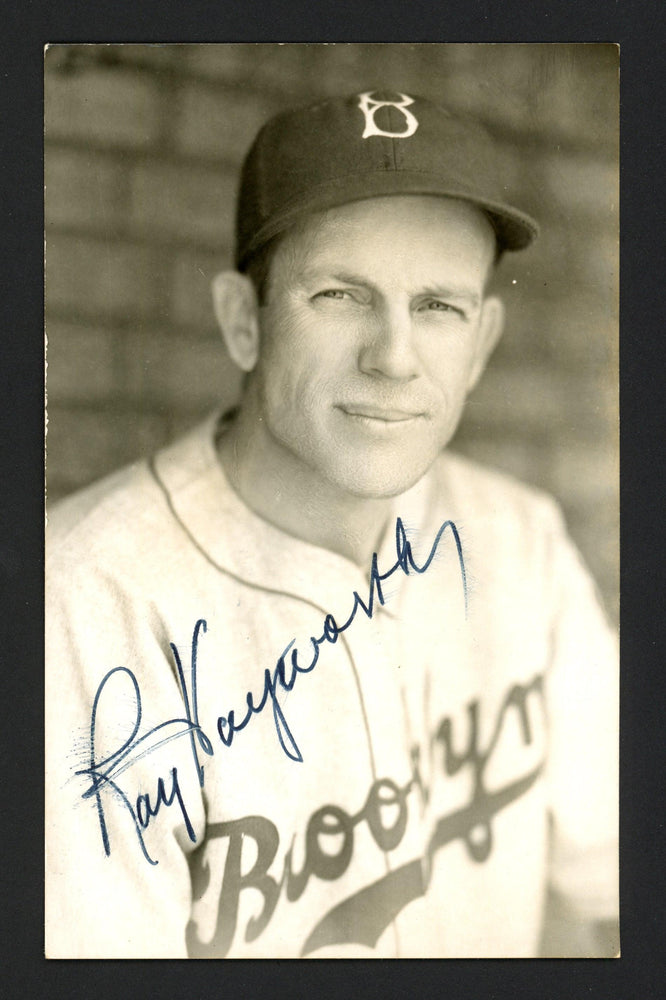Ray Hayworth Autographed 3.5x5.5 Jim Rowe Postcard Brooklyn Dodgers (Smear) SKU #164887 - RSA