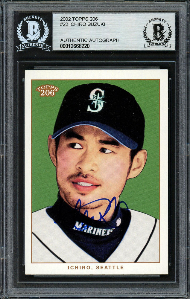 Ichiro Suzuki Autographed 2002 Topps 206 Card #22 Seattle Mariners Beckett BAS Stock #191245 - RSA