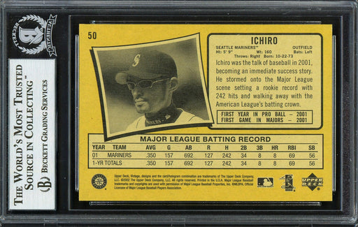 Ichiro Suzuki Autographed 2002 Upper Deck Vintage Card #50 Seattle Mariners Beckett BAS Stock #191246 - RSA