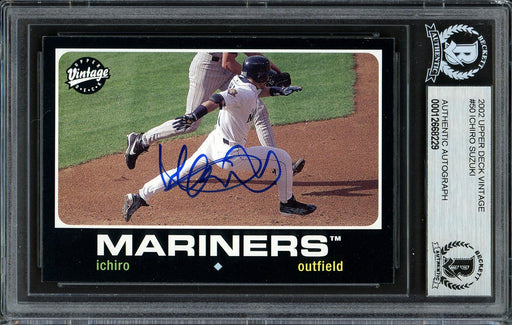 Ichiro Suzuki Autographed 2002 Upper Deck Vintage Card #50 Seattle Mariners Beckett BAS Stock #191246 - RSA