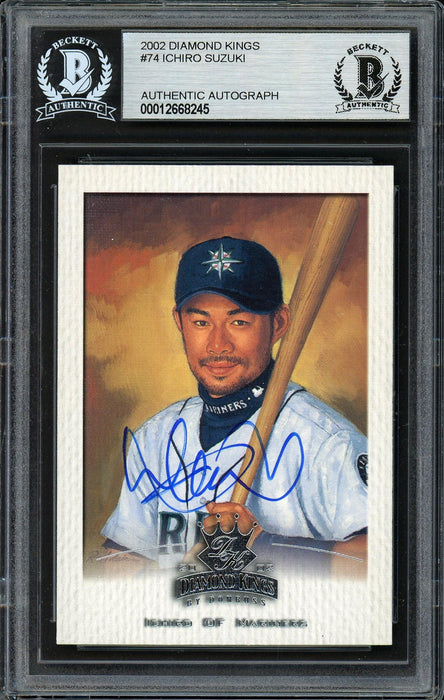 Ichiro Suzuki Autographed 2002 Donruss Diamond Kings Card #74 Seattle Mariners Beckett BAS Stock #191247 - RSA