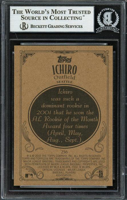 Ichiro Suzuki Autographed 2002 Topps 206 Card #256C Seattle Mariners Beckett BAS Stock #191251 - RSA