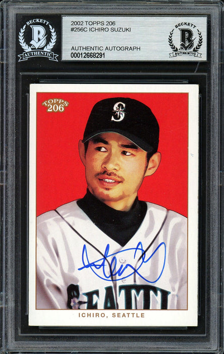 Ichiro Suzuki Autographed 2002 Topps 206 Card #256C Seattle Mariners Beckett BAS Stock #191251 - RSA