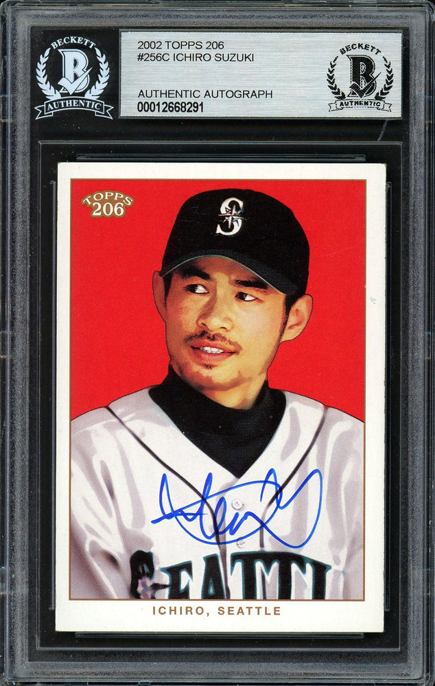 Ichiro Suzuki Autographed 2002 Topps 206 Card #256C Seattle Mariners Beckett BAS Stock #191251 - RSA