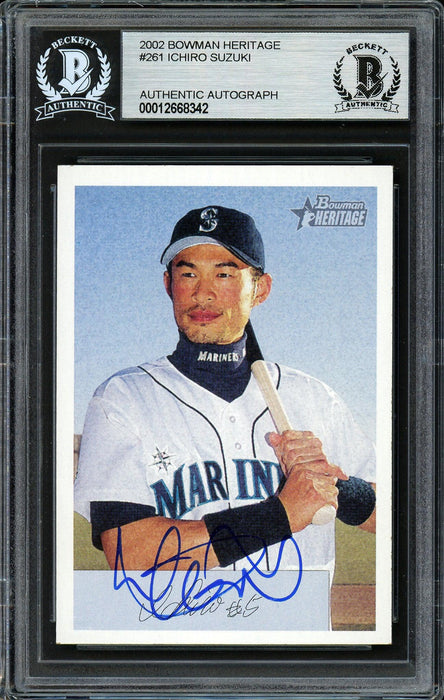 Ichiro Suzuki Autographed 2002 Bowman Heritage Card #261 Seattle Mariners Beckett BAS Stock #191255 - RSA