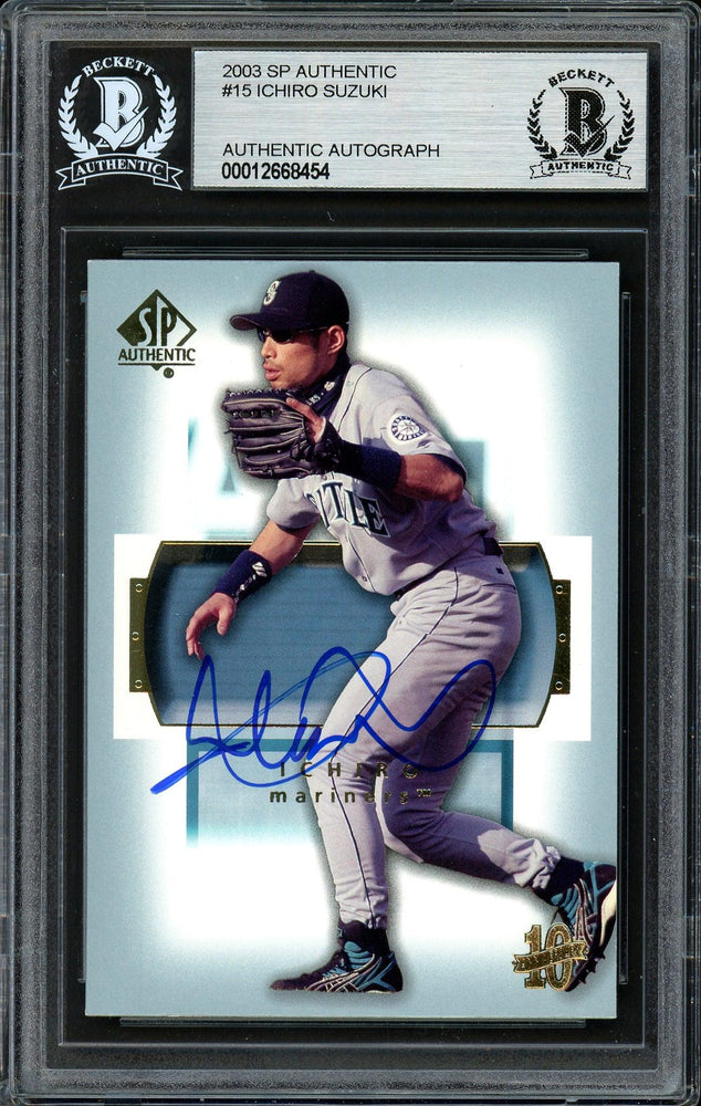 Ichiro Suzuki Autographed 2003 SP Authentic Card #15 Seattle Mariners Beckett BAS Stock #191259 - RSA