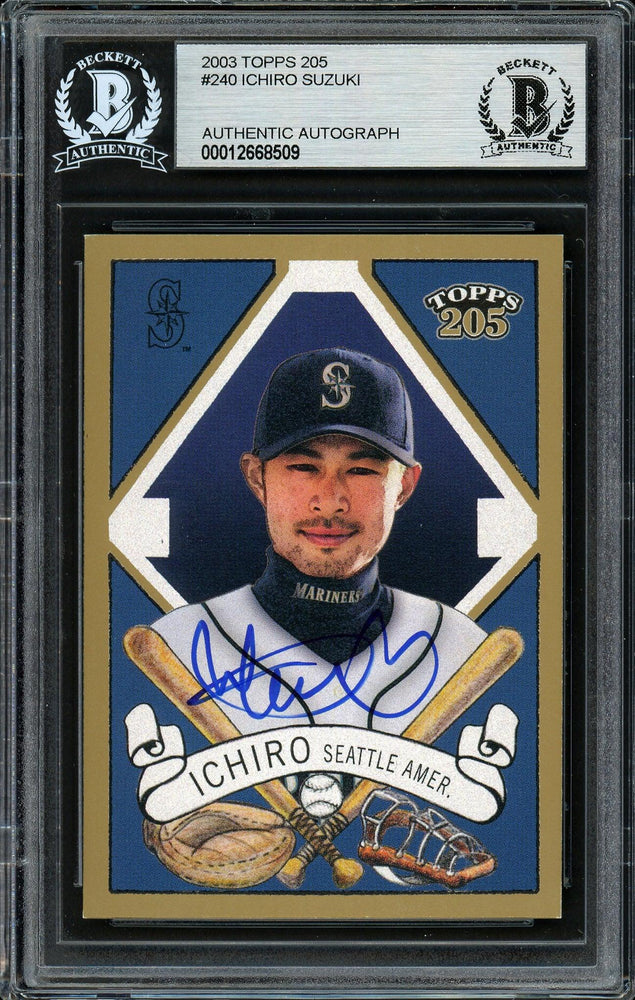 Ichiro Suzuki Autographed 2003 Topps 205 Card #240 Seattle Mariners Beckett BAS Stock #191265 - RSA