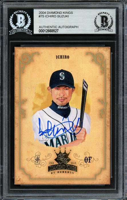 Ichiro Suzuki Autographed 2004 Donruss Diamond Kings Card #75 Seattle Mariners Beckett BAS Stock #191268 - RSA