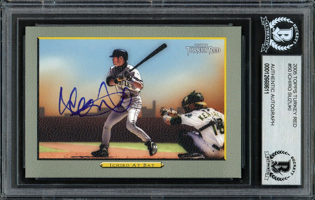 Ichiro Suzuki Autographed 2005 Topps Turkey Red Card #50 Seattle Mariners Beckett BAS Stock #191273 - RSA