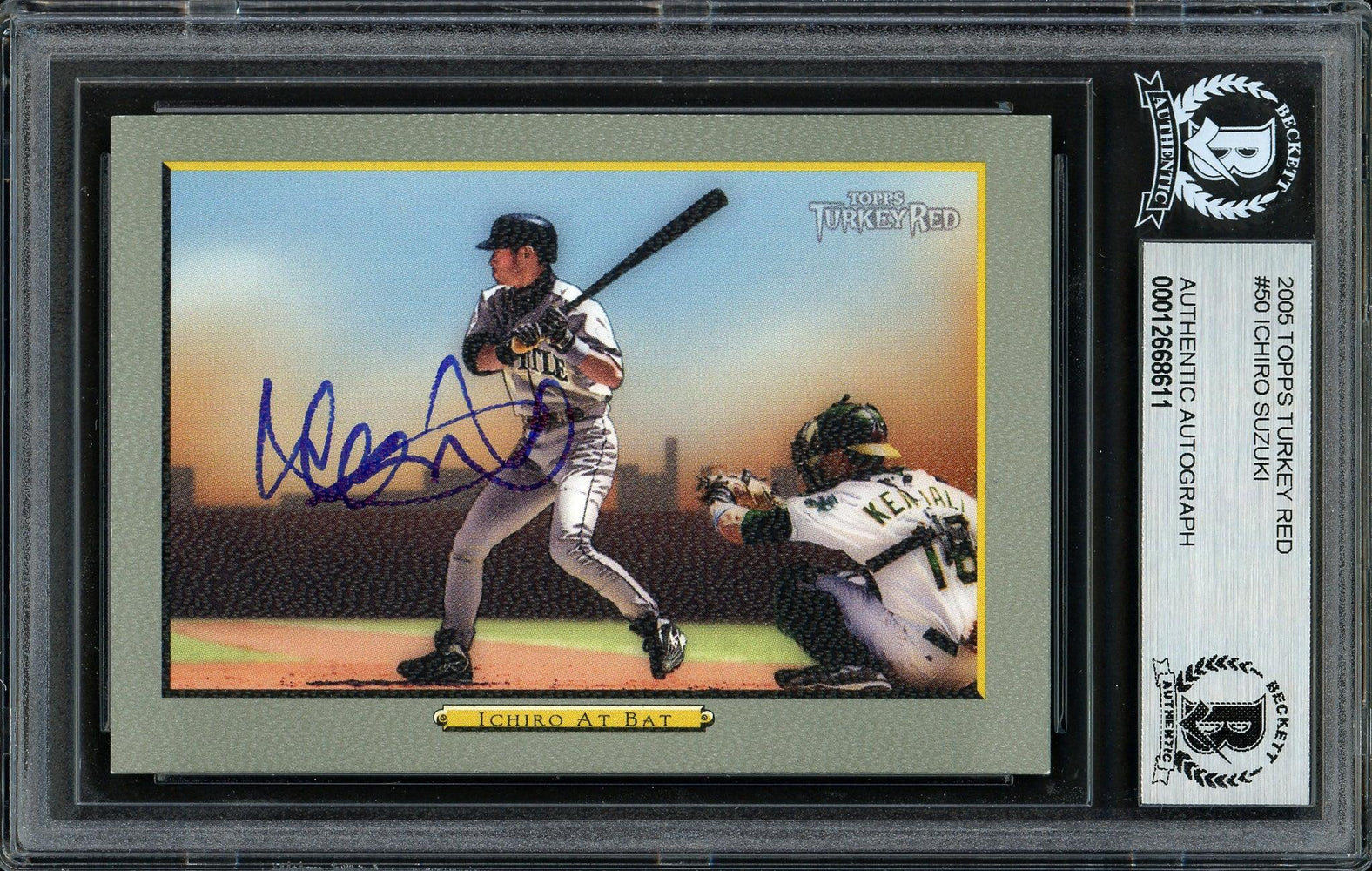 Ichiro Suzuki Autographed 2005 Topps Turkey Red Card #50 Seattle Mariners Beckett BAS Stock #191273 - RSA