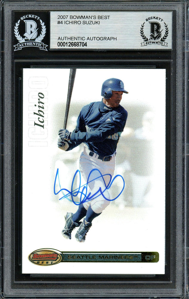 Ichiro Suzuki Autographed 2007 Bowman's Best Card #4 Seattle Mariners Beckett BAS Stock #191286 - RSA