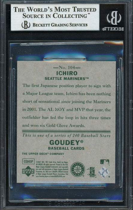 Ichiro Suzuki Autographed 2007 Upper Deck Goudey Card #104 Seattle Mariners Beckett BAS Stock #191292 - RSA