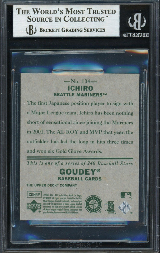 Ichiro Suzuki Autographed 2007 Upper Deck Goudey Card #104 Seattle Mariners Beckett BAS Stock #191292 - RSA