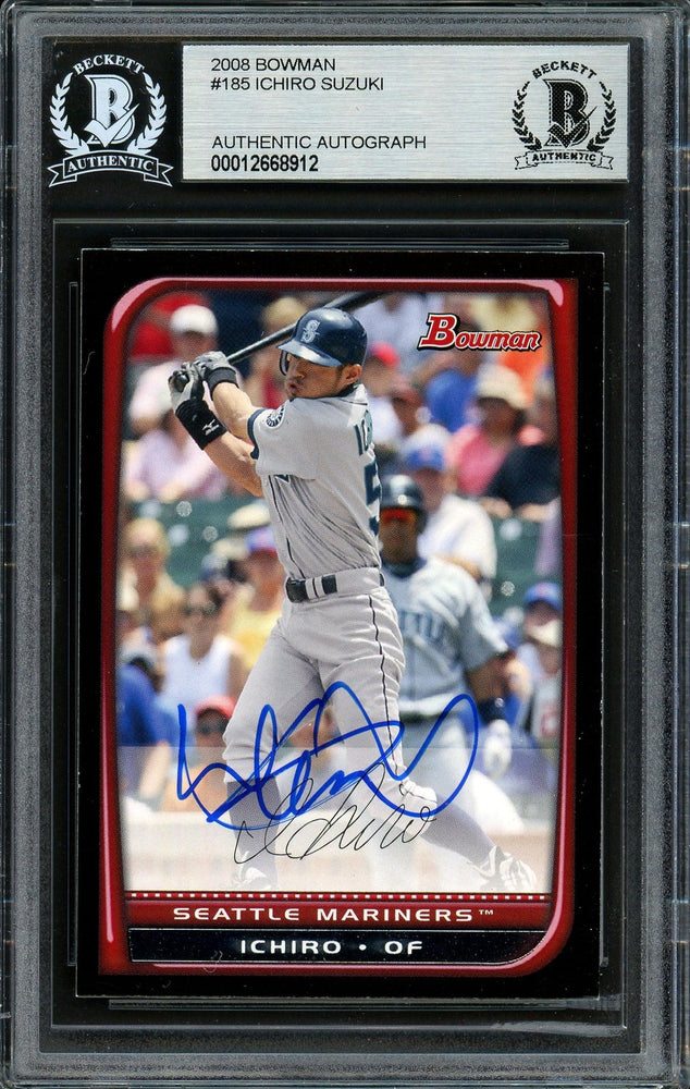 Ichiro Suzuki Autographed 2008 Bowman Card #185 Seattle Mariners Beckett BAS #12668912 - RSA