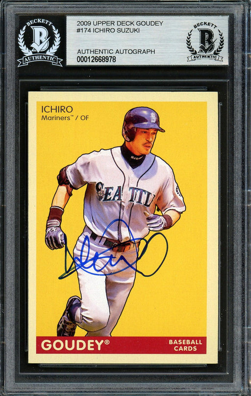 Ichiro Suzuki Autographed 2009 Upper Deck Goudey Card #174 Seattle Mariners Beckett BAS Stock #191314 - RSA