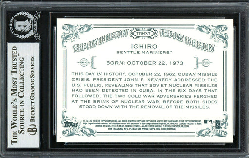 Ichiro Suzuki Autographed 2010 Topps Allen & Ginter This Day In History Card #TDH37 Seattle Mariners Beckett BAS Stock #191316 - RSA