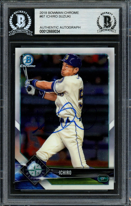 Ichiro Suzuki Autographed 2018 Bowman Chrome Card #67 Seattle Mariners Beckett BAS #12668034 - RSA