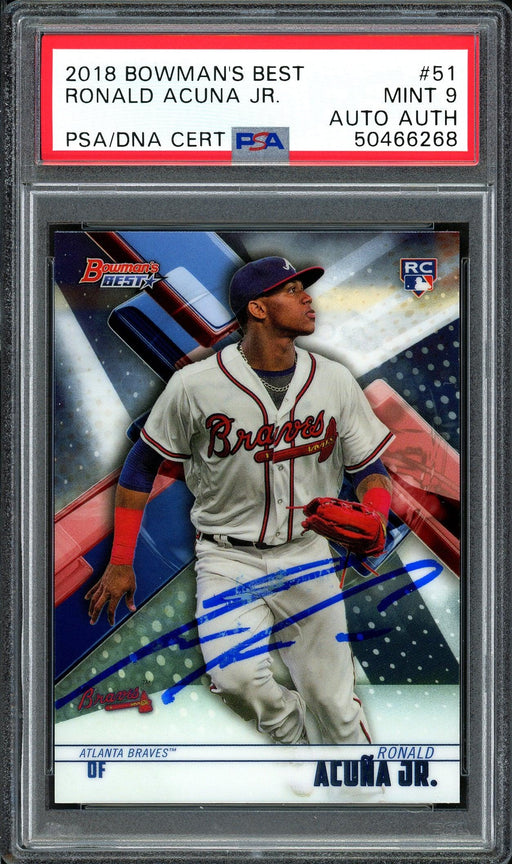 Ronald Acuna Jr. Autographed 2018 Bowman's Best Rookie Card #51 Atlanta Braves Card Grade 9 PSA/DNA #50466268 - RSA