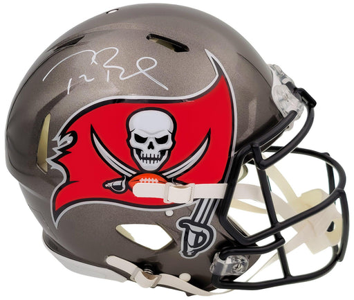 Tom Brady Autographed Tampa Bay Buccaneers Gray Full Size Authentic Speed Helmet Fanatics Holo Stock #202344 - RSA