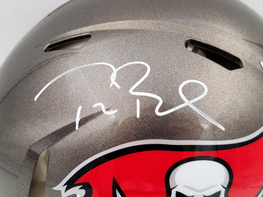 Tom Brady Autographed Tampa Bay Buccaneers Gray Full Size Authentic Speed Helmet Fanatics Holo Stock #202344 - RSA