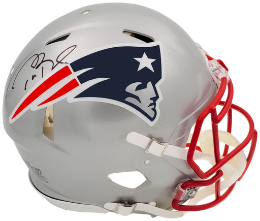 Tom Brady Autographed New England Patriots Silver Full Size Authentic Speed Helmet Fanatics Holo Stock #202345 - RSA