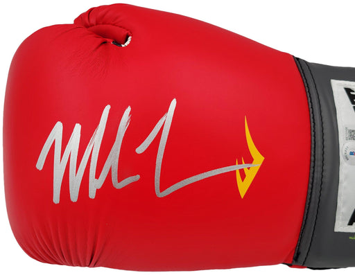 Mike Tyson Autographed Red Everlast Everfresh Boxing Glove Left Hand In Silver Beckett BAS Stock #202299 - RSA