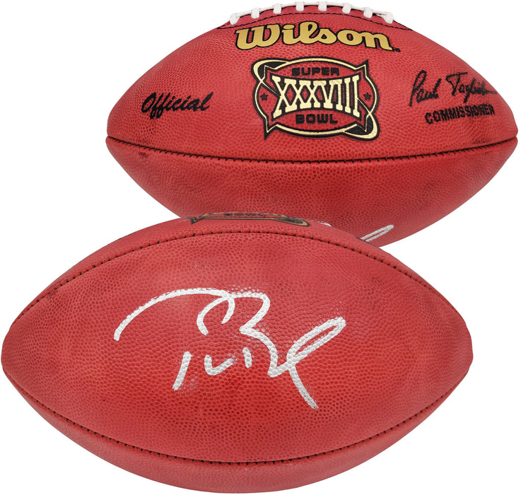 Tom Brady Autographed Official NFL Leather SB XXXVIII Logo Football Tampa Bay Buccaneers Fanatics Holo Stock #202364 - RSA