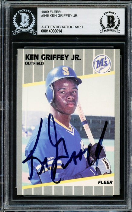 Ken Griffey Jr. Autographed 1989 Fleer Rookie Card #548 Seattle Mariners Vintage Signature Beckett BAS #14066014 - RSA